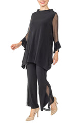 Mesh Sleeve Tunic in Black - 4953T-BLK