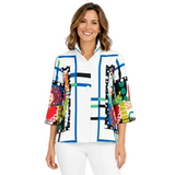 Geometric Art-Print Jacket in Multi on White - 4955