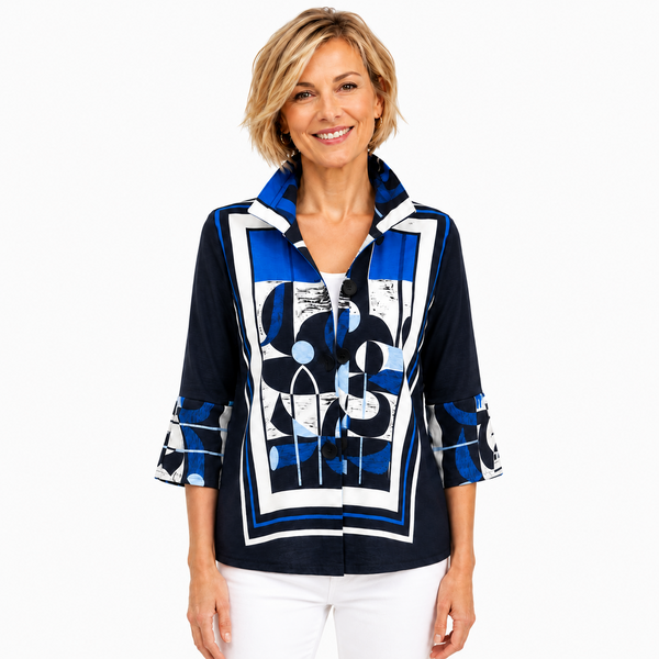 Abstract Geometric Print Jacket - 4957
