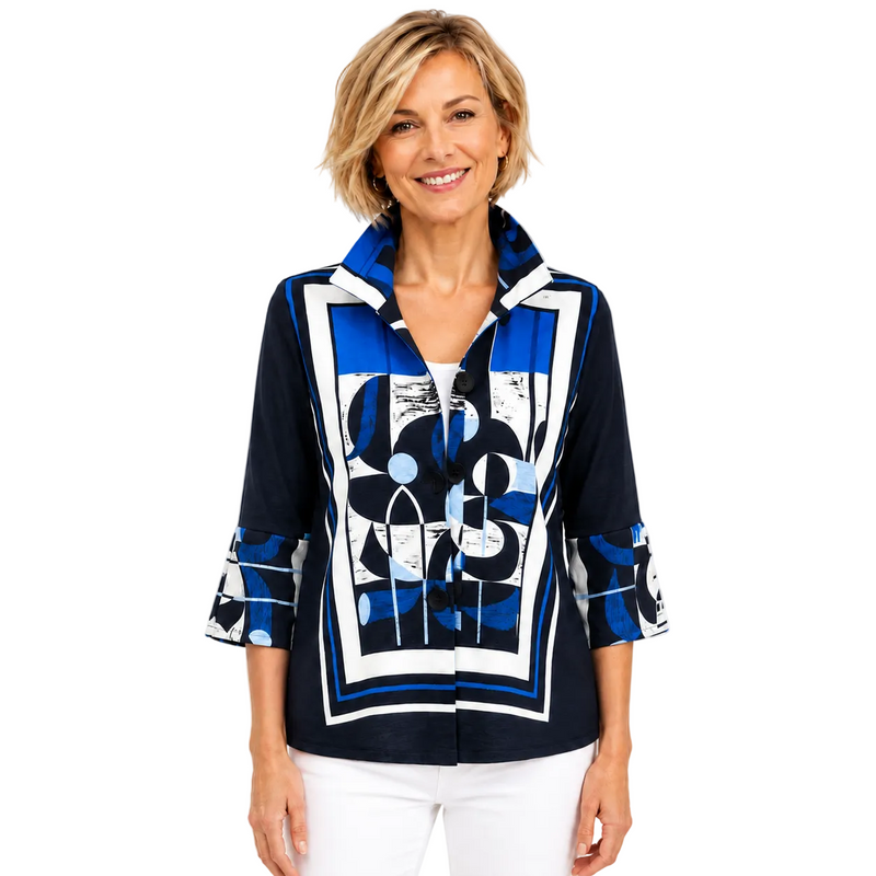 Abstract Geometric Print Jacket - 4957