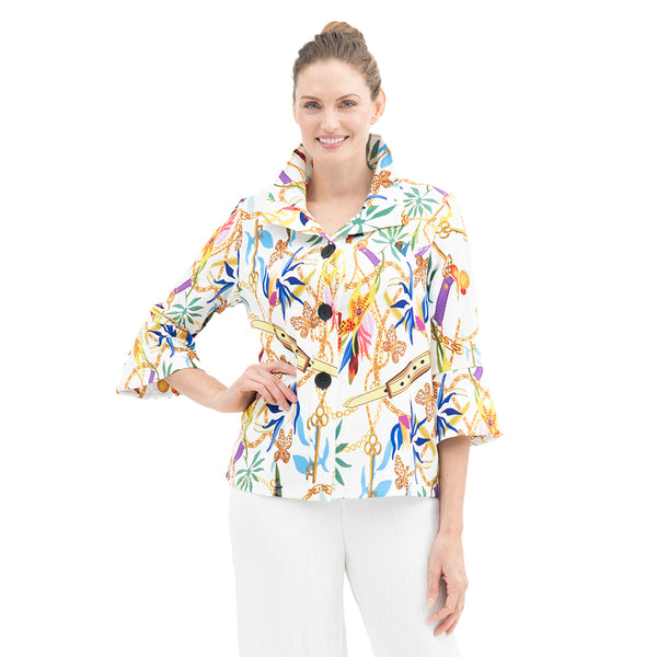 Key West Print Button Front Jacket - 4963-MLT