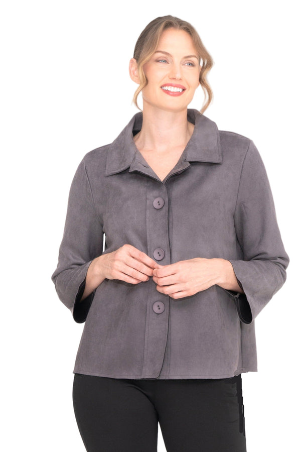 Classic Grey Microsuede Jacket - 4977-GRY