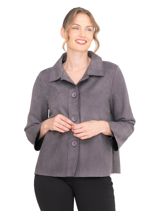 Classic Grey Microsuede Jacket - 4977-GRY