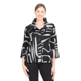 Abstract Flannel Jacket in Soft Grey on a Black Background - 4998