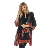 Citron Sheer Red Chrysanthemum Kimono - 0917-CB