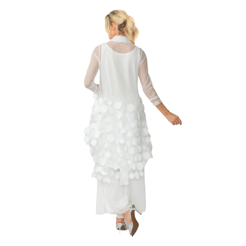 3D Polka-Dot High-Low Tunic Blouse in White - 6471T-WHT