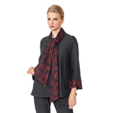 Lace Trim Scarf Jacket in Red/Black - 6939J-RD