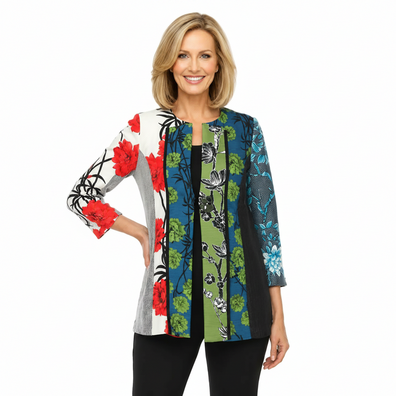 Mixed Floral Colorblock Jacket - 6166J - Size XL Only!