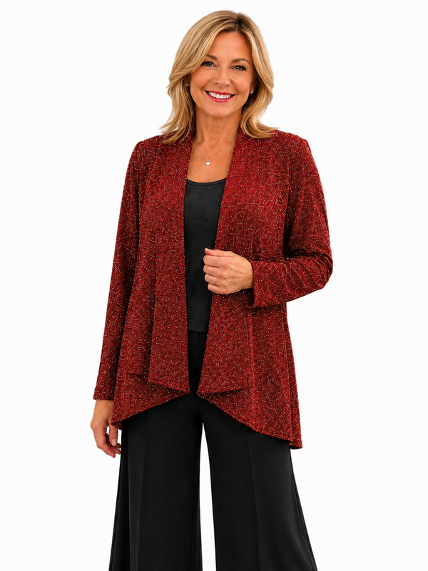 Sequin Detail Open Front Cardigan - 5096