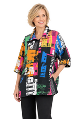 Lightweight Graffiti Print Swing Jacket - 5038