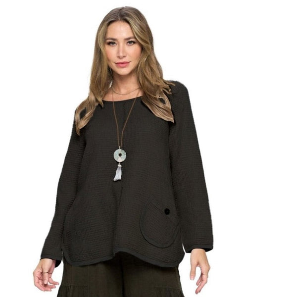 Focus Lightweight Waffle Tunic in Black - FW136-BK