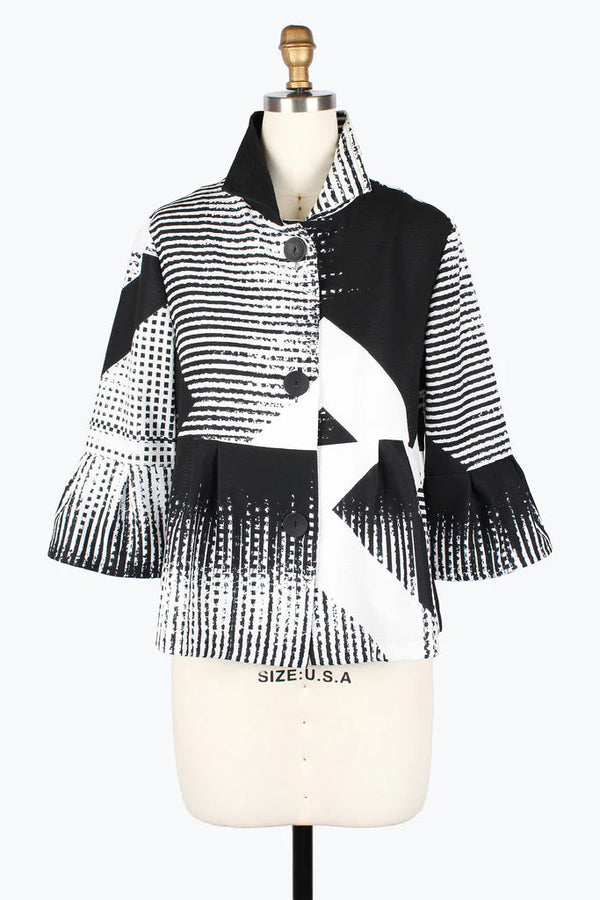 Artful Black & White Graphic Jacket - 5003-WT