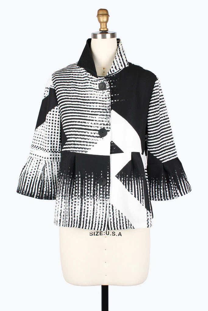 Artful Black & White Graphic Jacket - 5003-WT