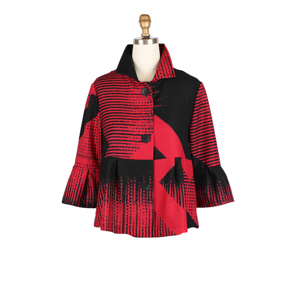 Artful Red & Black Graphic Jacket - 5003-RED