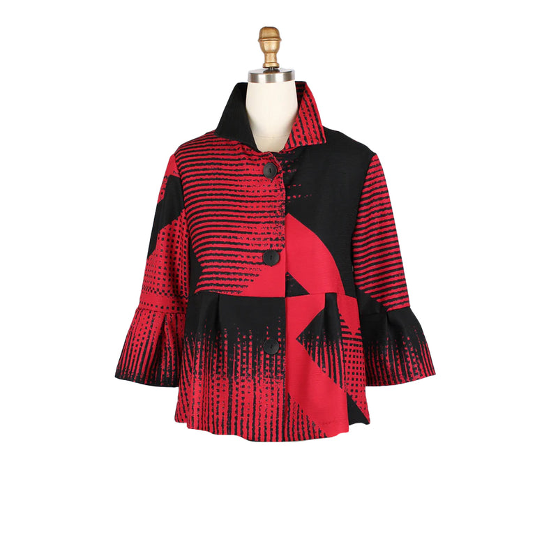 Artful Red & Black Graphic Jacket - 5003-RED