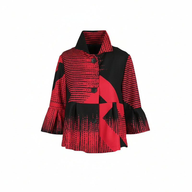 Artful Red & Black Graphic Jacket - 5003-RED