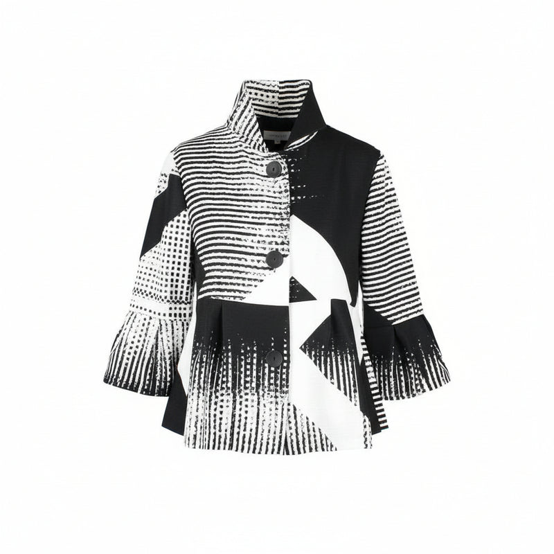 Artful Black & White Graphic Jacket - 5003-WT
