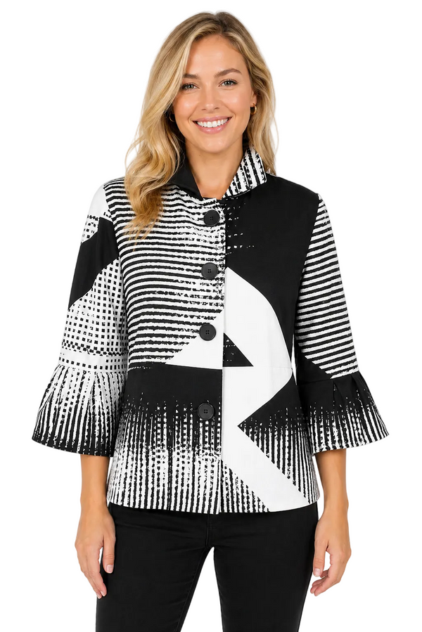 Artful Black & White Graphic Jacket - 5003-WT