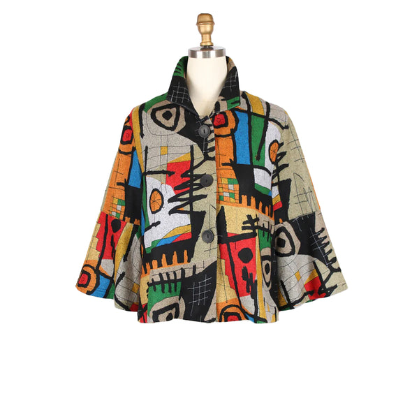 Modern Art Print Short Flannel Jacket - 5005