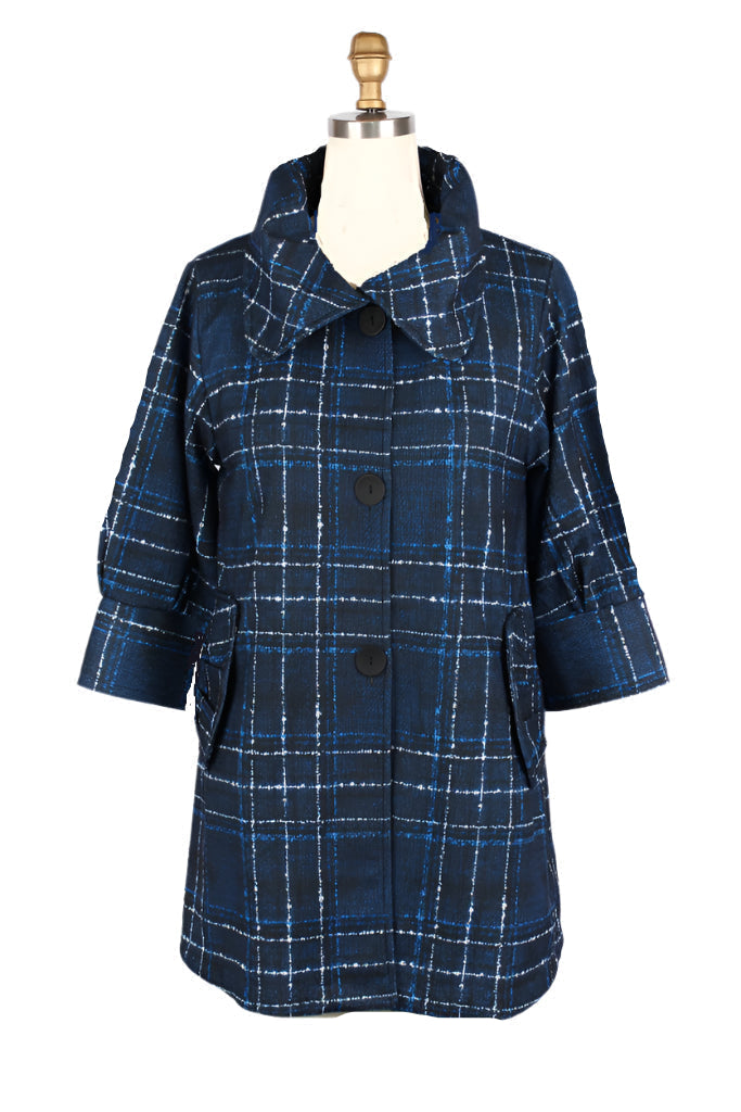 Oxford Navy Plaid Swing Coat - 5009-NVY