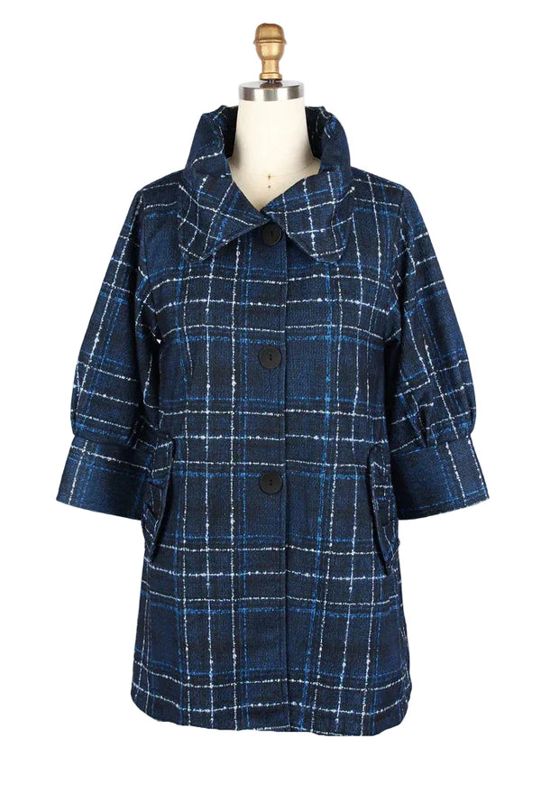 Oxford Navy Plaid Swing Coat - 5009-NVY