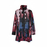 Zigzag Button Patch Coat in Wine/Multi - 5014-WN