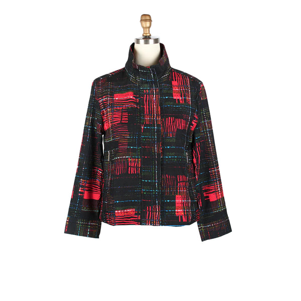 Modern Plaid-Stripe Micro-Cord Jacket - 5020-RD