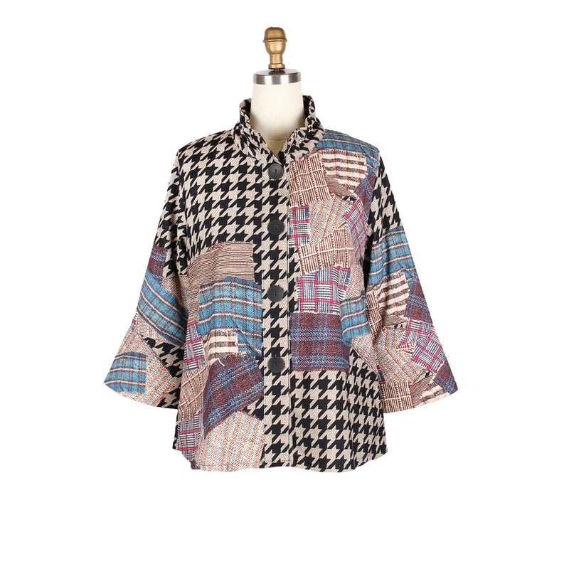 Modern Patchwork Micro-Cord Jacket in Beige/Multi - 5025