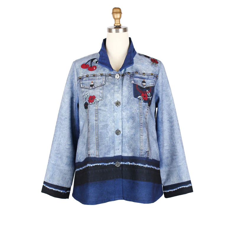Ombre Denim Print Jacket in Blue - 5031