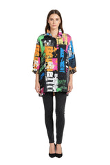 Graffiti Print Swing Jacket in Multi - 5038