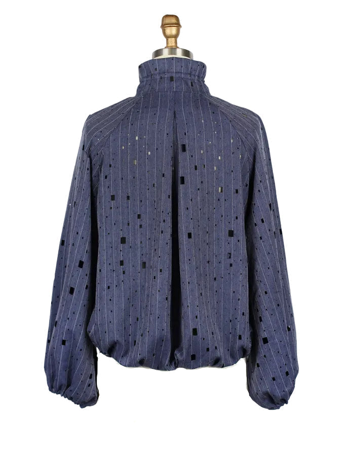 Artful Geometric Cut-Out Zip-Front Jacket - 5048-DNM