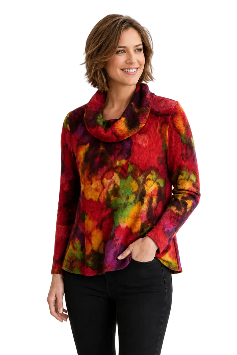 Floral Print Sweater Top in Multi - 50539