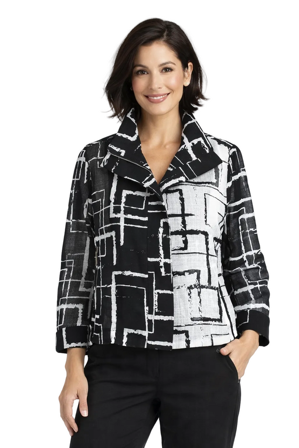 Abstract Geometric Jacket in Black & White - 5055