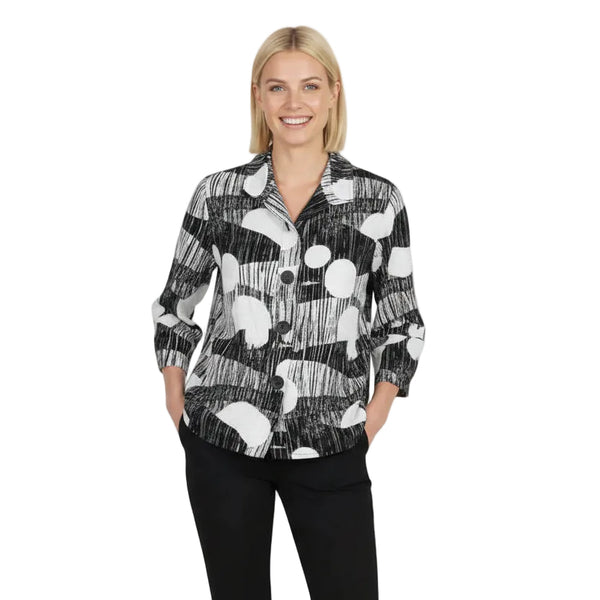 Abstract Art Print Jacket in Black/White - 5062