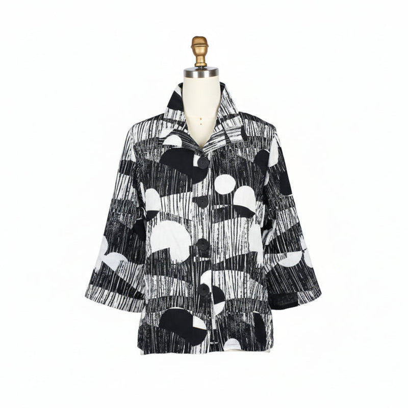 Abstract Art Print Jacket in Black/White - 5062