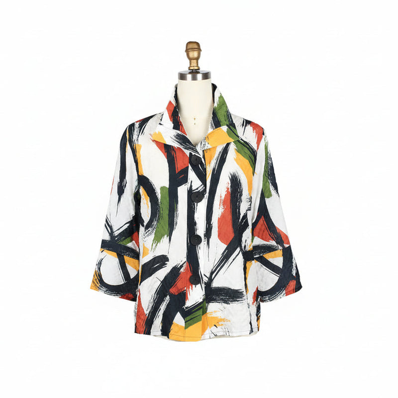 Abstract Brushstroke Print Jacket - 5063