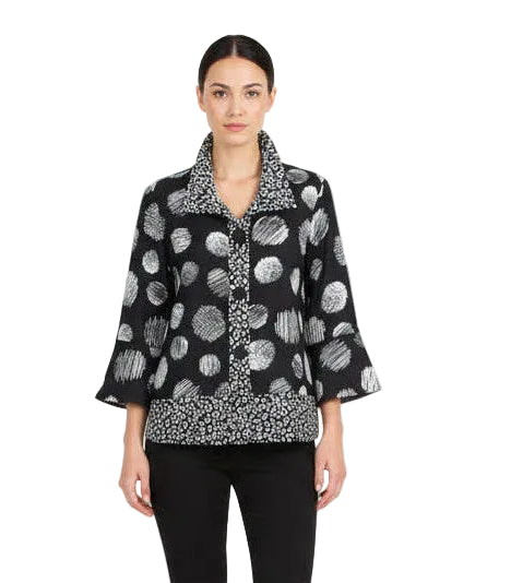 Polka Dot Jacket With Cheetah-Print Trim - 5067