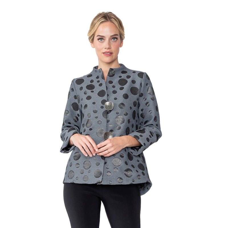 IC Collection Metallic Dot Two-Button Jacket in Silver - 5075J-SLV