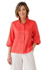 Subtle Shimmer Short Jacket in Coral Red - 5081-RD