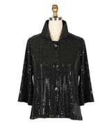 Sequin Embellished Mesh Jacket in Black - 5082-BLK