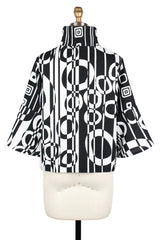 Bold Abstract Geometric Short Jacket - Black/White- 5086