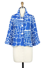 Abstract Mosaic Print Short Jacket in Blue - 5087-BLU