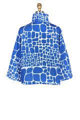 Abstract Mosaic Print Short Jacket in Blue - 5087-BLU