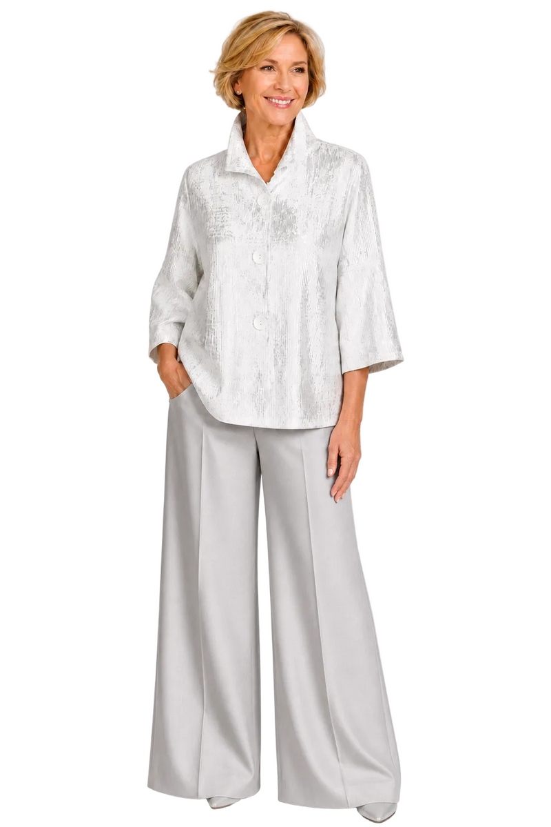 Textured Foil Jacket in Silver/White - 5093