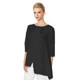 Textured Asymmetric Tunic in Black - 5718T-BLK