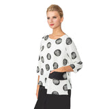 Boat-Neck Polka-Dot Pocket Top  - 4862T-WT