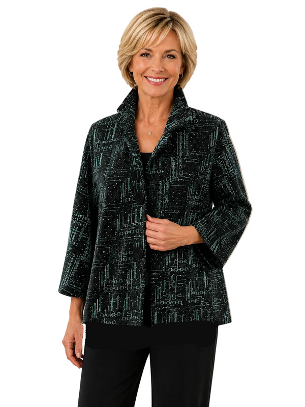Shimmer & Rhinestone Jacket in Aqua - 5103