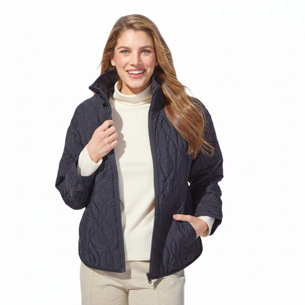 Quilted Zip-Front Jacket with High Neckline - 51089 - Size XXL