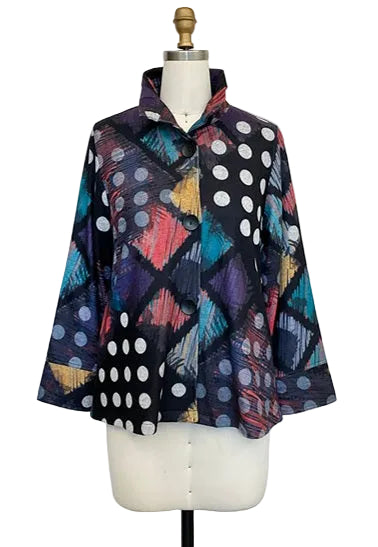 Polka-Dots & Squares Soft Knit Jacket in Multi - 5112