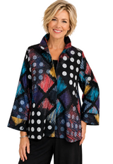 Polka-Dots & Squares Soft Knit Jacket in Multi - 5112